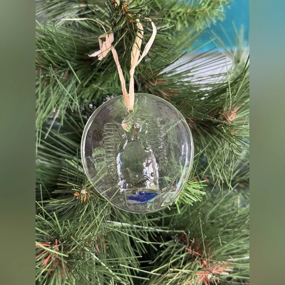 Vintage Nuutajarvi Glass Christmas Ornament Sun Catcher with Original Box, Angel